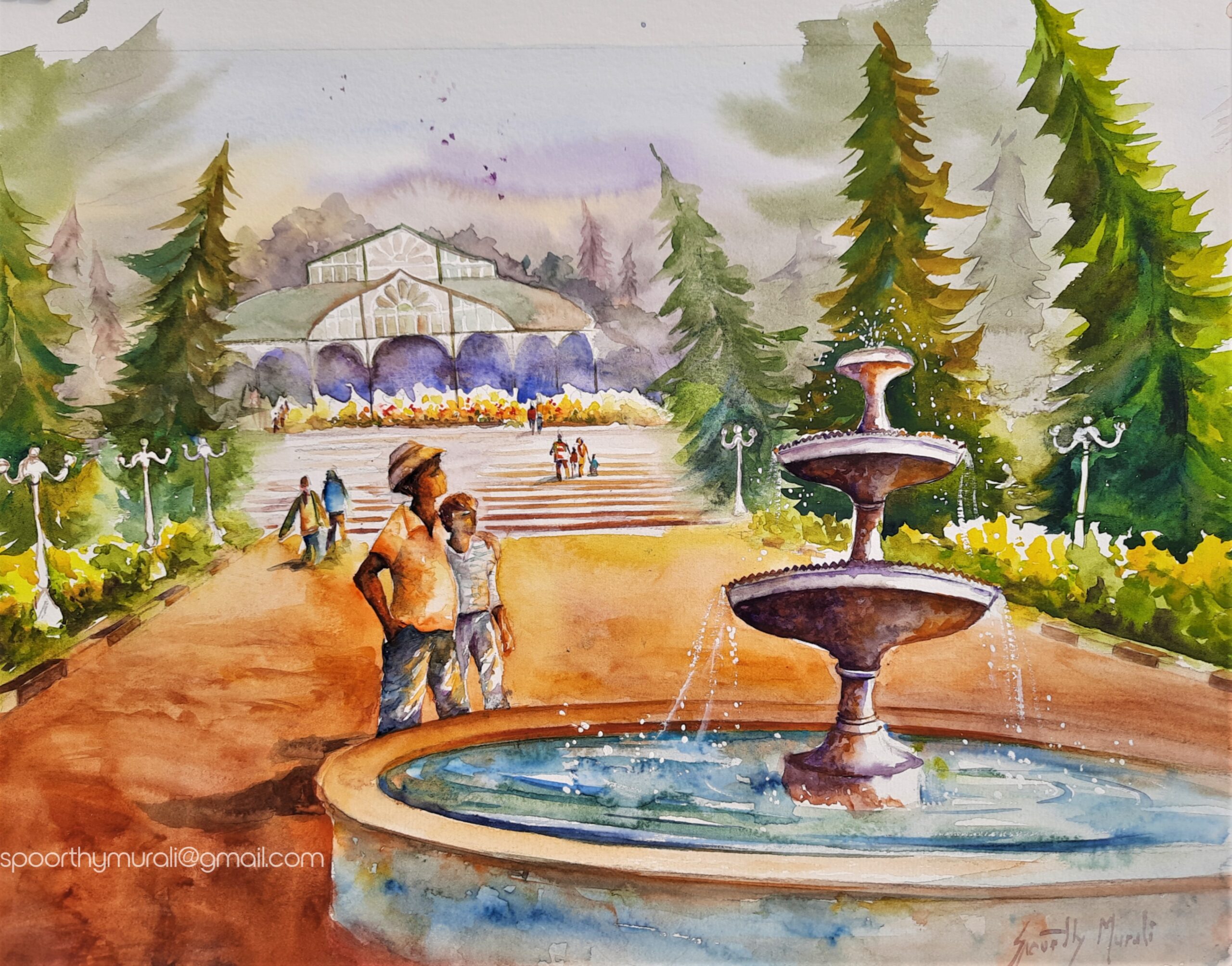 Lalbagh Glass House in Watercolour